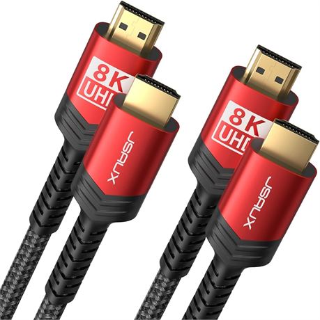 JSAUX câble HDMI 8K 48 Gbps 6 ft lot de 2 rouge