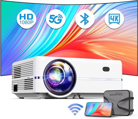 Projecteur Bluetooth 4K, 18 000 lm, 5G WiFi, 600 ANSI,  cran 350 pouces