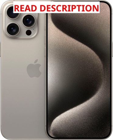 Apple iPhone 15 Pro Max, 512GB, Natural Titanium - Unlocked (Renewed)