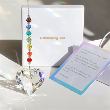 Celebrating You Crystal Heart Ornament, Friendship Gift for Best Friend, 45mm