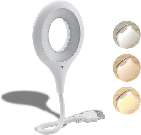 Gneng USB Book Lamp Flexible LED 3 Color Modes Voice Control Desk Reading Light