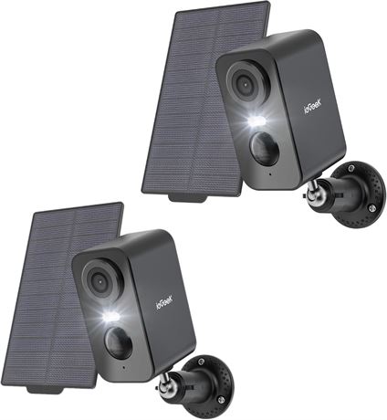 Solar Security Cameras Wireless Outdoor, 2 Pack ieGeek 2K WiFi Wireless Camera