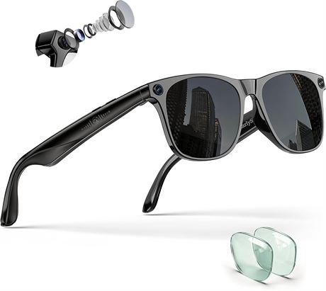 EarlySincere Camera Sunglasses 4K EIS, Polarized Lenses + AI Assistant