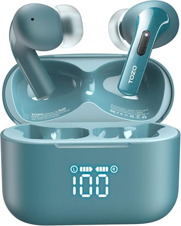 TOZO T20  couteurs Bluetooth, 48,5 h, IPX8, 10 mm,  tui sans fil, vert