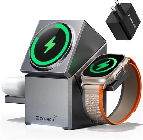 Station ZEEHOO 3-en-1 chargeur rapide MagSafe iPhone/Watch/AirPods