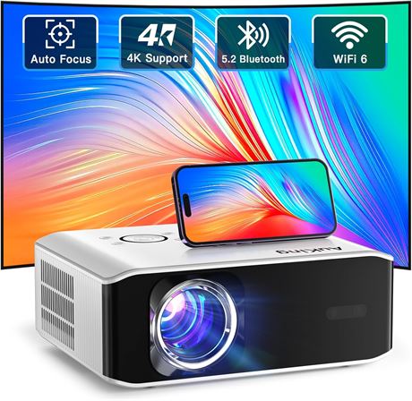 AuKing 2025 Auto-Focus Projector, Full HD 1080P Home Theater, HDMI/USB/AV