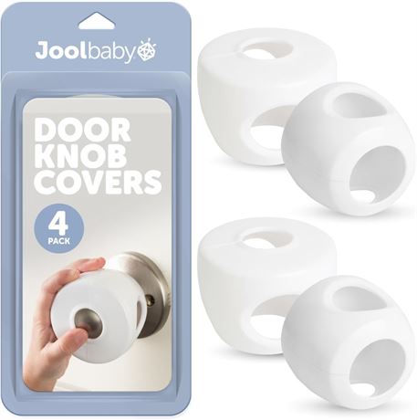 Jool 4-Pack Door Handle Safety Covers for Kids, Easy Install Childproof Locks