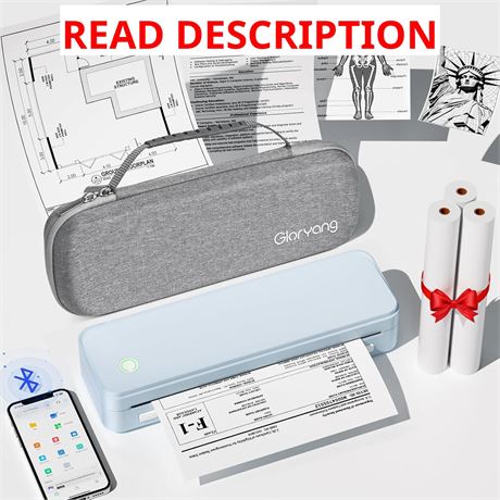 Gloryang Inkless Portable Printer, Wireless Thermal Bluetooth 8.5x11 Letter