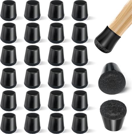 Patins Protecteurs Pieds de Chaise Silicone 24 Pcs XS Rond Noir