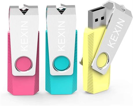 KEXIN USB Flash Drive 64GB 3-Pack Swivel USB 2.0