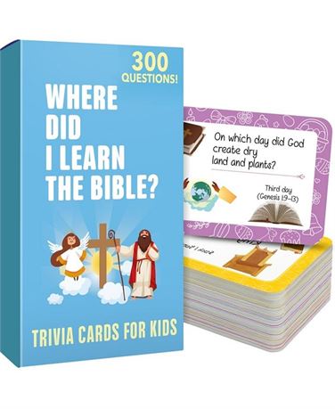 QUOKKA Fun Bible Games for Kids and Families - 300 Bible Trivia Cards, Multi