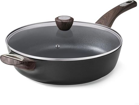 SENSARTE Nonstick Fry Pan 12-Inch with Lid, Helper Handle, PFOA/PFOS Free