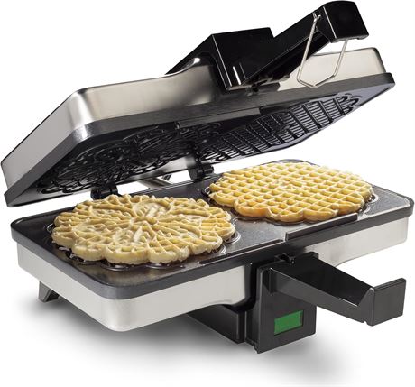 Pizzelle Maker - Nonstick Electric, Makes Two 5-Inch Cookies, Even Heating