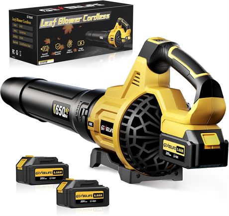 Cordless Leaf Blower 650 CFM with Two 4.0Ah Batteries