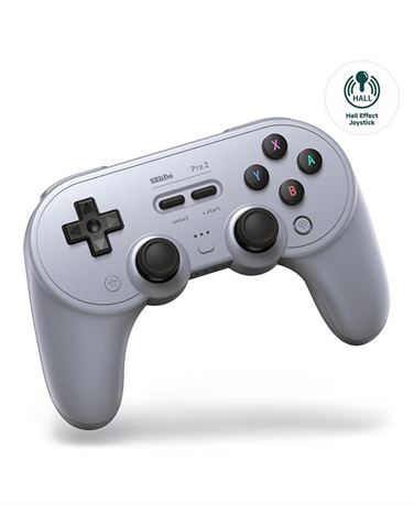 8Bitdo Pro 2 Bluetooth Controller with Hall Joystick for Switch, PC - Gray