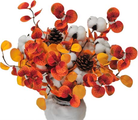 Fall Decor Set, 16PCS Leaves, Cotton, Eucalyptus
