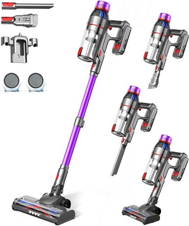 Aspirateur balai MQDXE 550W 55min LED anti-emmêlement sol tapis