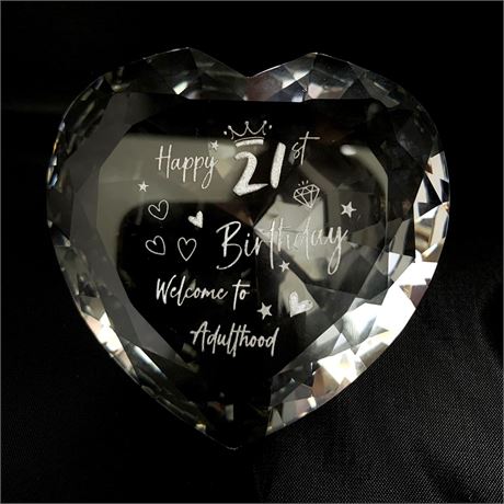 Cadeaux Anniversaire Femme, Cœur en Cristal, Souvenir Gravé