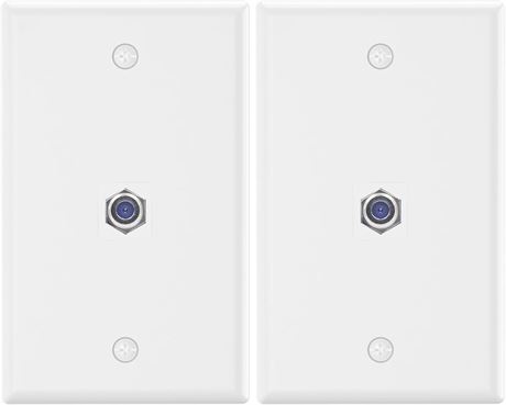 VCE 3GHz Coax Wall Plate UL-Listed, 1-Port Nickel F-Type Keystone Jack,2-Pack