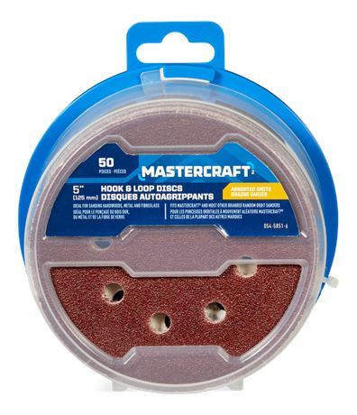 Mastercraft 5-in Grit Hook & Loop Aluminum Oxide 8-Hole Sanding Disc 50-pc