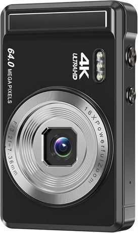 64MP 4K Digital Vlogging Camera 16X Zoom with 32GB SD Card for Kids Teens