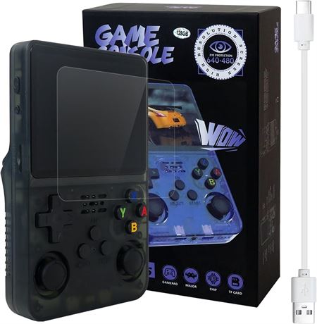 R36S Retro Handheld Game Console, Linux, 3.5" IPS, 128GB (Black)