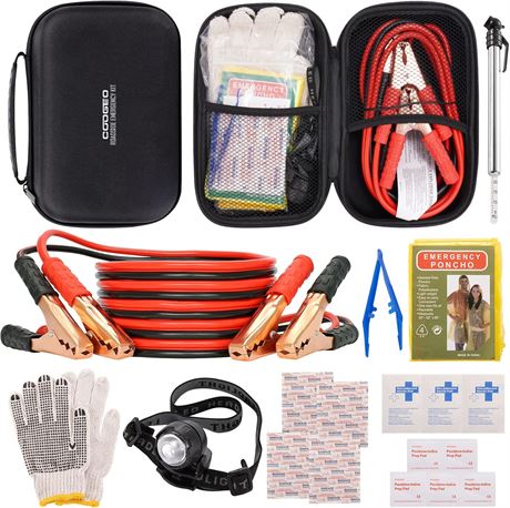 COOGEO Roadside Emergency Kit Car Safety Kit with Battery Jumper Cable