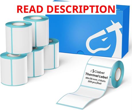 CLABEL Label Maker Tape 1.57x1.18in (40x30mm), for 220B/221B/230B, 6 Rolls