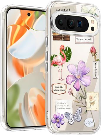 Unov Clear Case for Pixel 9 Pro XL, Slim Shockproof with Quote Collage