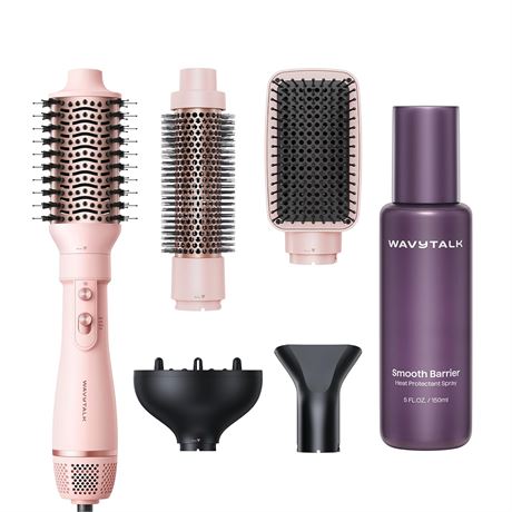 Wavytalk 5-in-1 Hot Air Brush & Heat Protectant Spray for Hair, 5 Fl Oz
