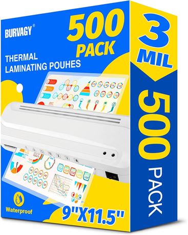 BURVAGY pochettes plastification thermiques A4 3 Mil bureau école fournitures