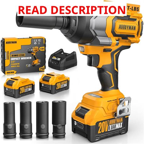 Cordless Impact Wrench 900Ft-lbs, 1/2"