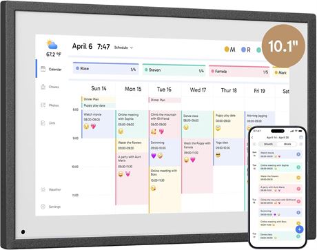 Dragon Touch 10.1" HD Digital Calendar Chore Chart, Black