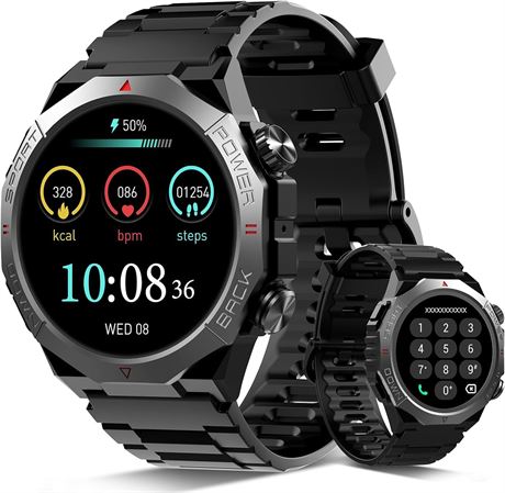 Montre militaire homme,  cran tactile HD 1.39", 110 modes sport.