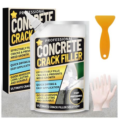 Concrete Crack Filler, Slab Repair Sealant, Waterproof Caulk, 17.6 fl oz