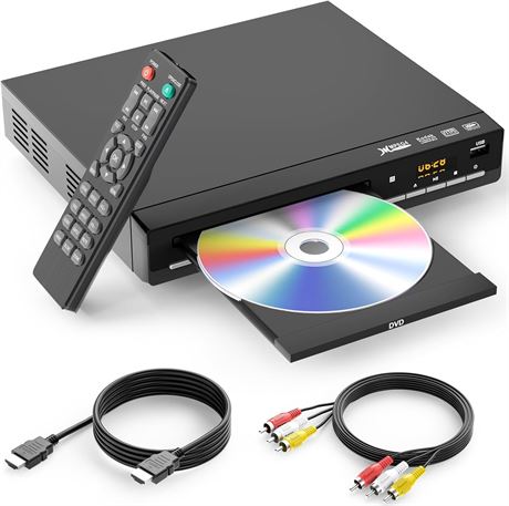 Lecteur DVD HDMI multirégion, CD/DVD/VCD/USB, télécommande incluse