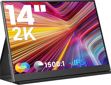Moniteur portable 14" 2K USB-C/HDMI IPS Ultra Slim, 2160x1440, haut-parleurs