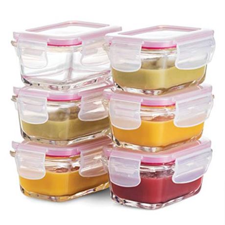 Superior Baby Food Storage Containers, 6-Pack, 4.4 oz Airtight BPA-Free Lids