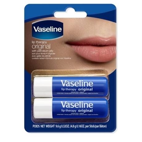 Vaseline Lip Therapy Stick 2-Pack 0.16oz Original Moisturizing Balm