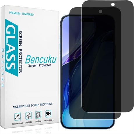 Verre Trempé Bencuku iPhone 17 Pro 6.3” Anti-espion 2pcs