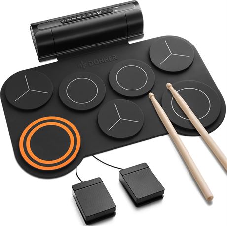 Batterie Donner Drum Set Électronique, 7 Pads, Pad Silencieux, 40 Leçons