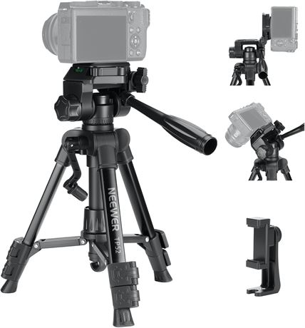 NEEWER Entry Level Mini Desk Tripod for iPhone/DSLR, 3-Way Pan Tilt Head