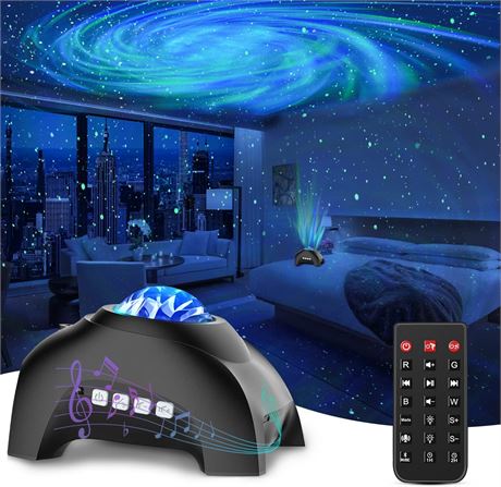 CIMELR Galaxy Projector with Bluetooth Speaker & White Noise, Remote