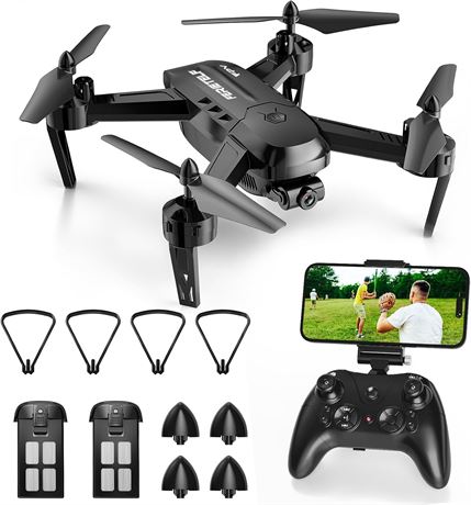 Drone FERIETELF T6 1080p, 2 batteries, longue portée, débutants