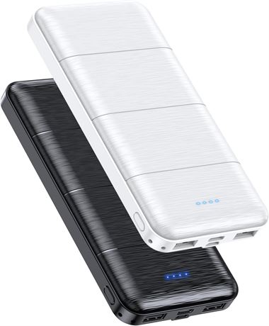 Lot de 2 chargeurs portables 15 000 mAh, double USB 5V 3,1A
