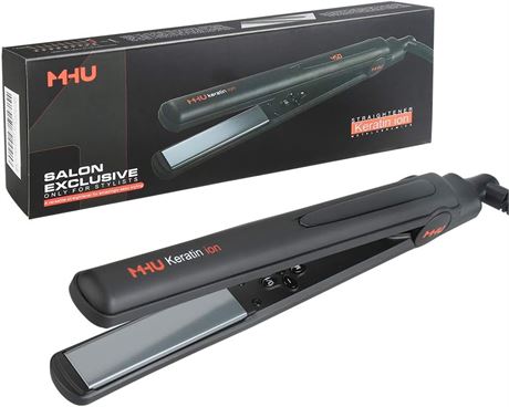 MHU 1" Salon Flat Iron, Ceramic Tourmaline Hair Straightener + Curler