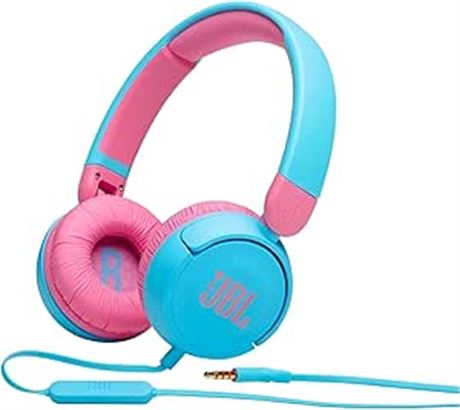 JBL JR310 Kids On-Ear Wired 3.5mm Headphones - Blue (JBLJR310BLUAM)