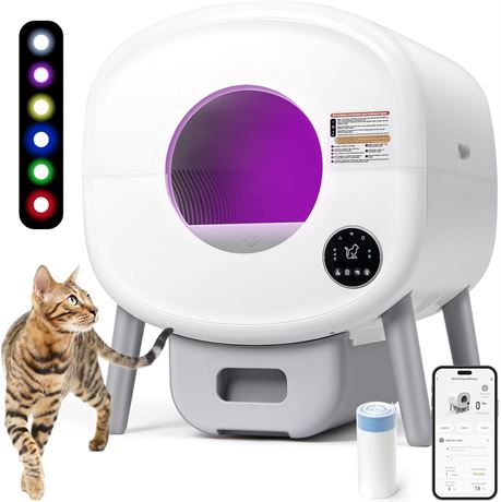 Fsitego Self-Cleaning Cat Litter Box, Extra Large Automatic for Multi-Cat