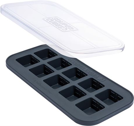 Souper Cubes 2 Tbsp Silicone Freezer Tray with Lid, Charcoal, 1-Pack