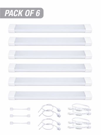 KUKUMAO 5000K LED Ceiling Light, 2FT, Plug Linkable, 18W, 2PCS Waterproof
